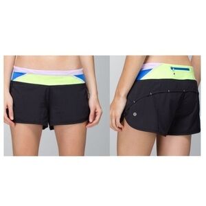 Lululemon Run: Speed Short *4-way Stretch Black / Quilt Spring 14-23 Size 2 EUC